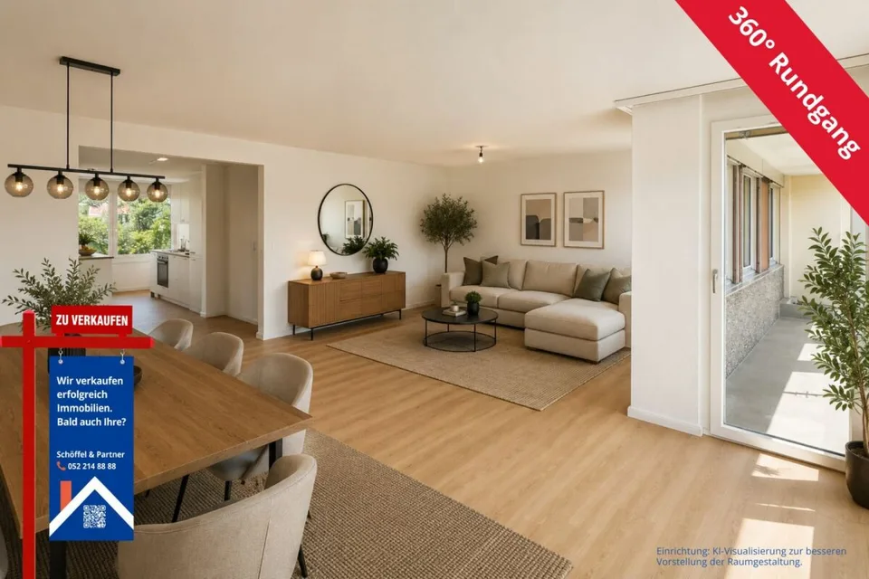 Kernsanierte 4½-Zimmer-Etagenwohnung mit grossem Balkon