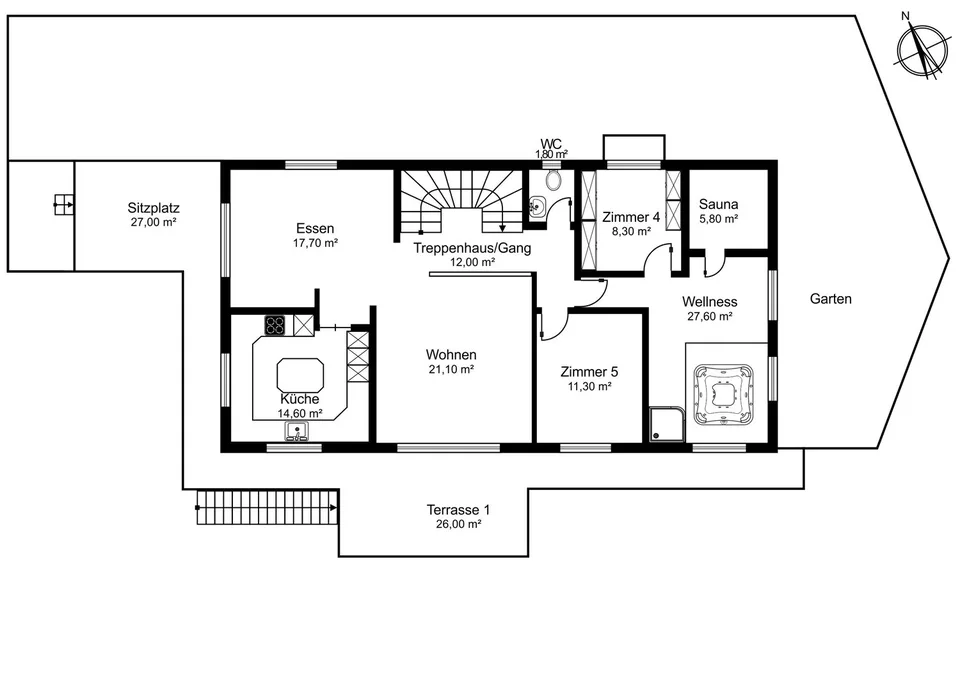 Family-friendly, sunny house with mountain view and privacy in a prime location