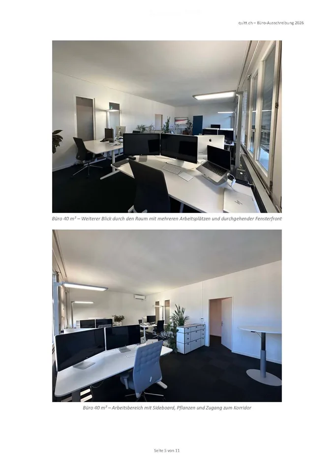 2 Büros (40 m² und 46 m²), bezugsbereit am Bhf. Wiedikon, alles inklusive – CHF 2’800 brutto