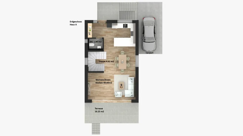 189 m2 Grosses Neubau EFH, (Haus A), 6.5 Zimmer mit Garten, Studio, 3 Nasszellen, Carport & Parkplatz