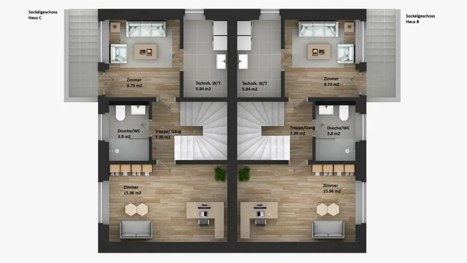 155 m2 Grosses Neubau-DEFH (Haus B), 6.5 DEFH, 3 Nasszellen, Garten, Sitzplatz, Carport & PP