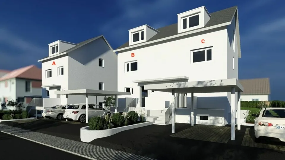 155 m2 Grosses Neubau-DEFH (Haus B), 6.5 DEFH, 3 Nasszellen, Garten, Sitzplatz, Carport & PP