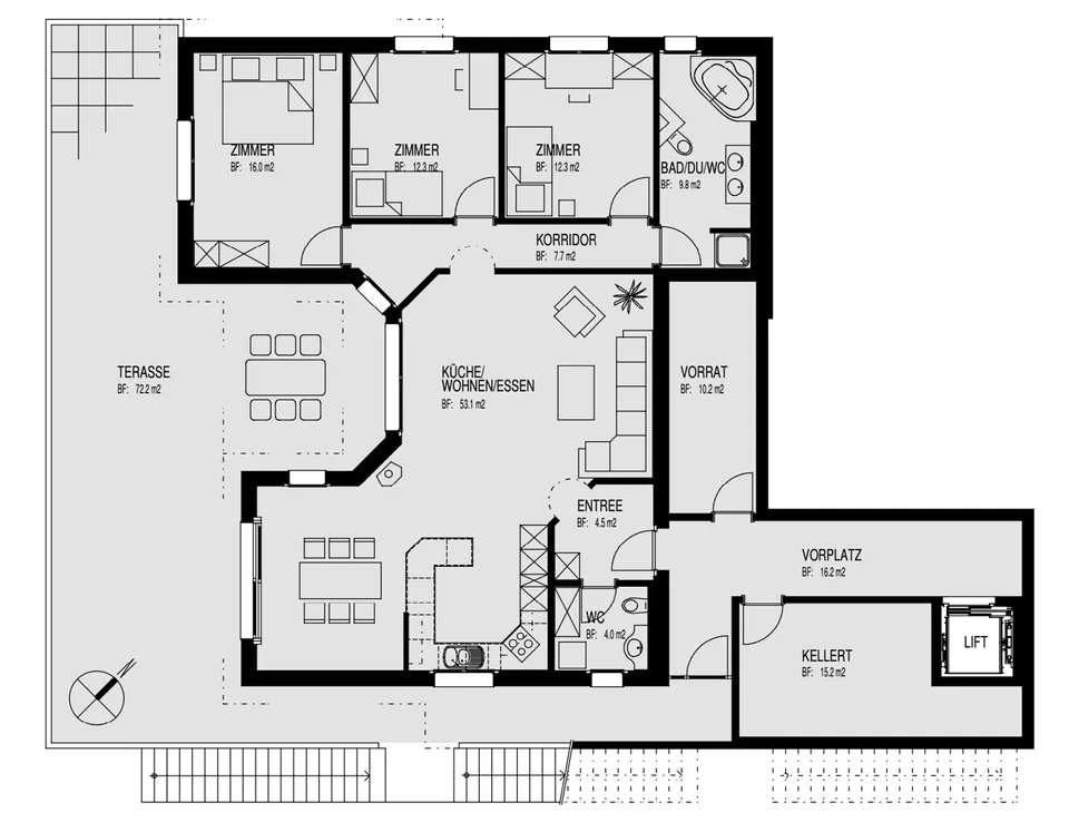 4.5 Zimmer Wohnung mit phantastischer Terrasse und Weitsicht