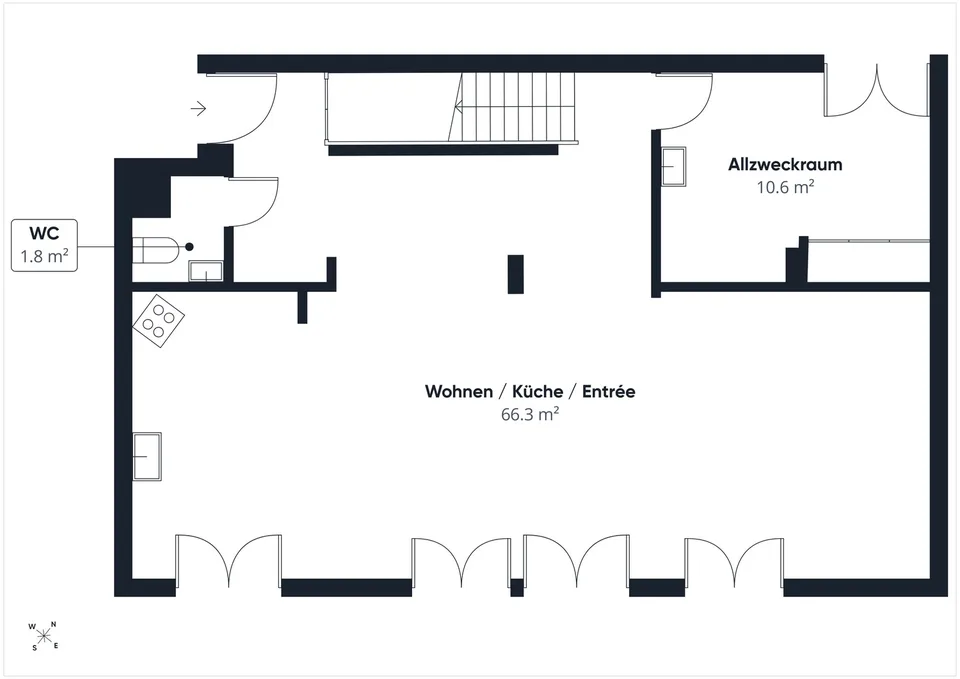 Maison située au calme près de la Töss avec un espace généreux.