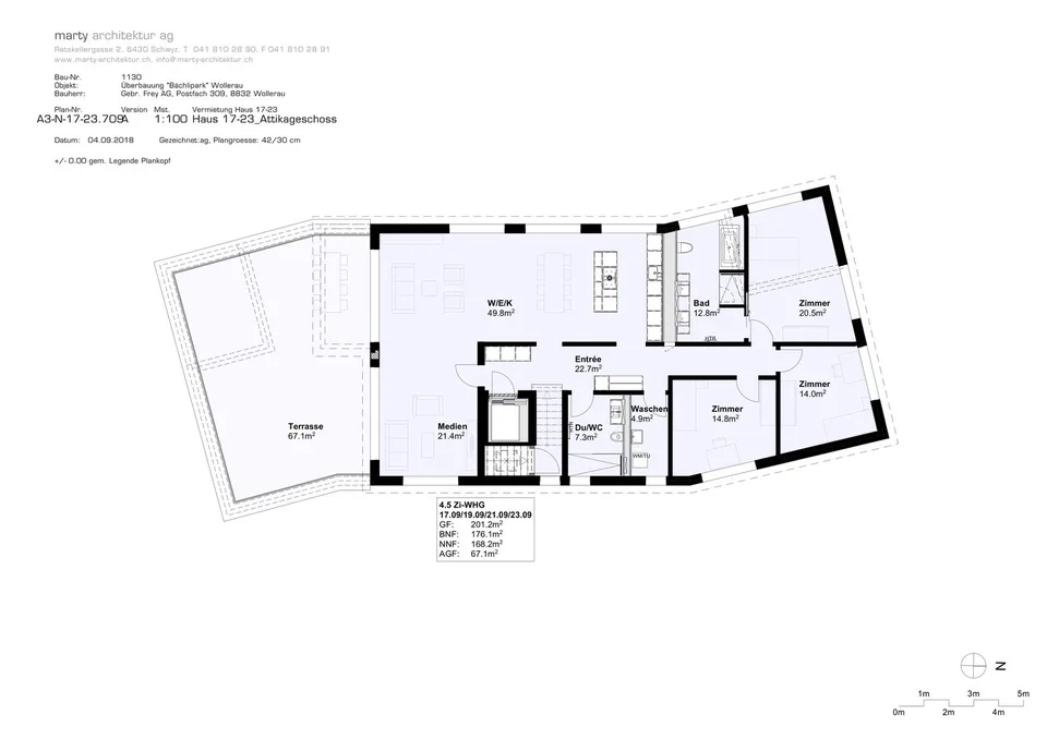 moderne 4.5-Zimmer-Attikawohnung im Bächlipark Wollerau