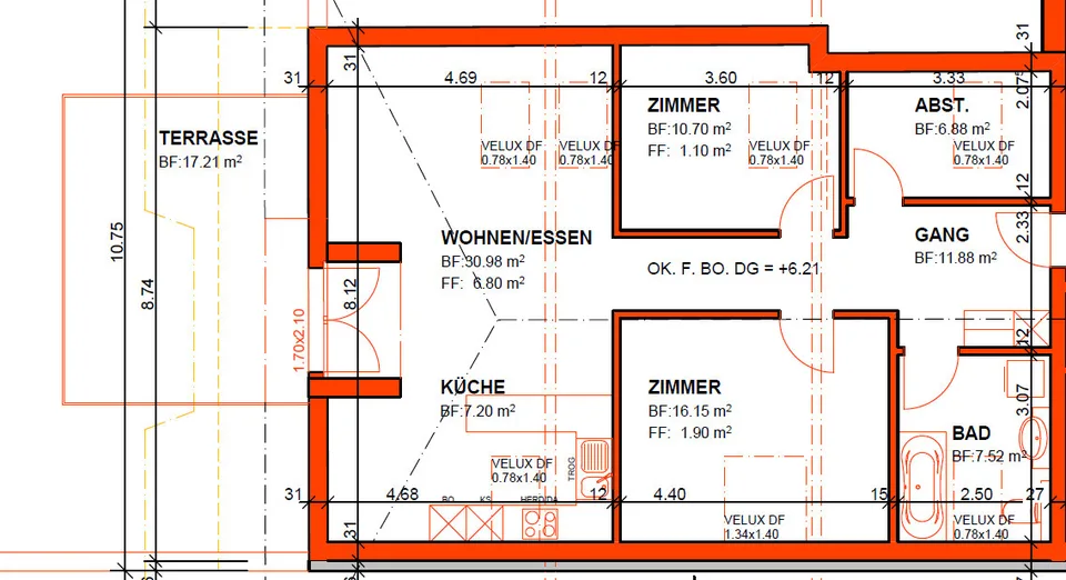 Schöne Dachwohnung mit sonniger Terrasse