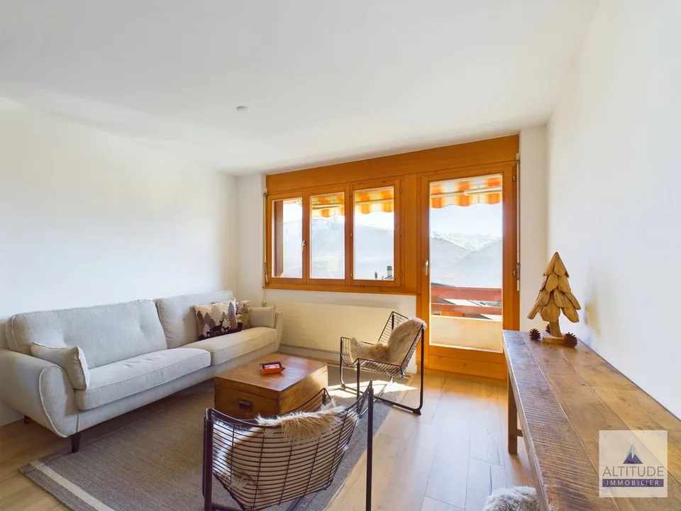 Apartment in the village of Mollens, offering a magnificent view of the mountains