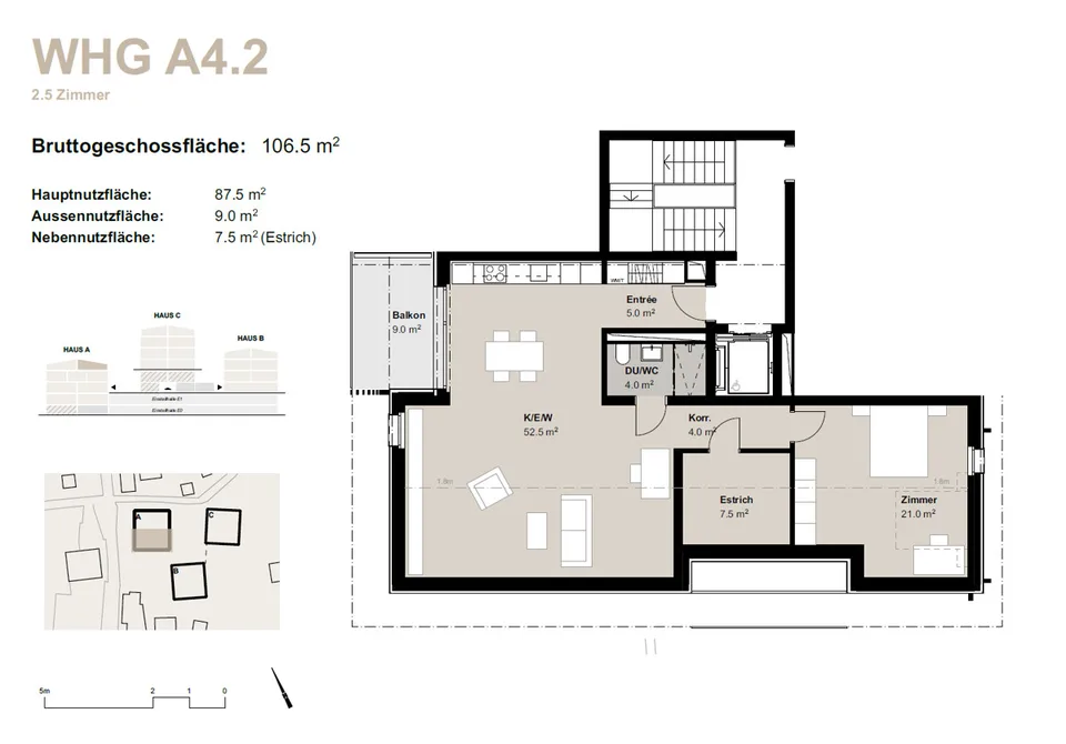 2.5-Room Attic Apartment for Rent (First Occupancy): New Building in Bürchen