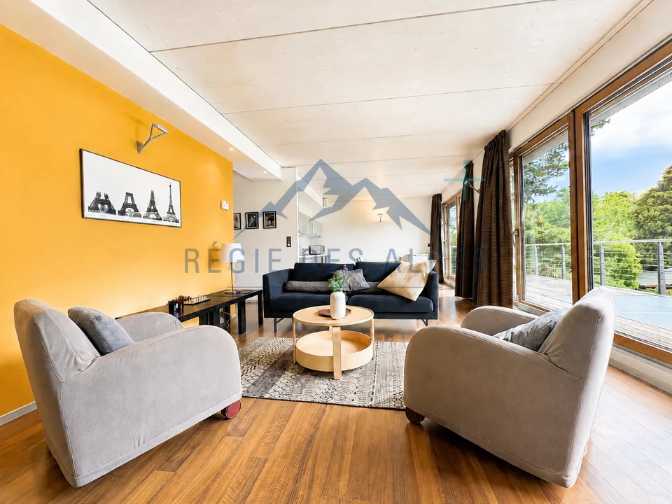 À reprendre - Élégant appartement meublé de 3,5 pièces avec vaste terrasse à Genthod