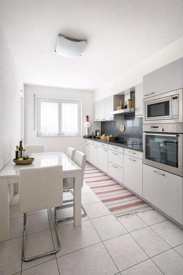 Raffiniertes 3,5-Zimmer-Wohnung mit überdachter Terrasse und hochwertigen Ausstattungen.