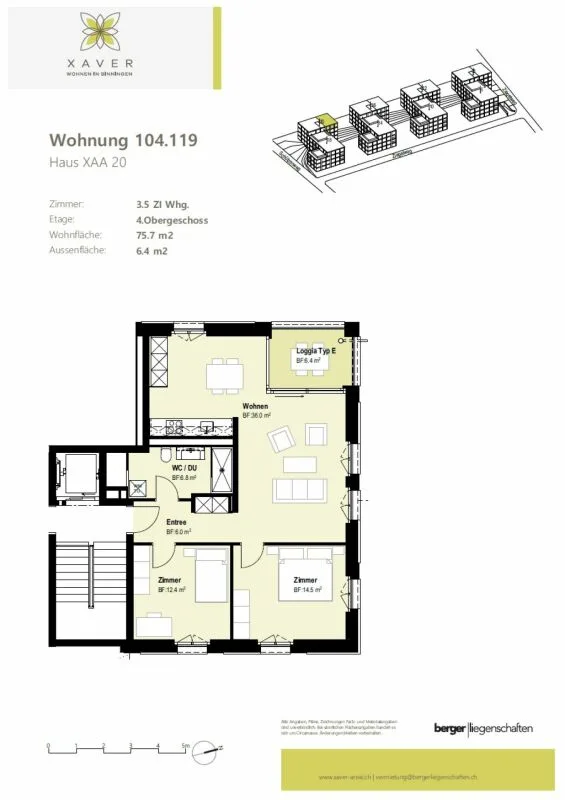 Appartamento 3.5 locali / Xaver-Areal, Binningen