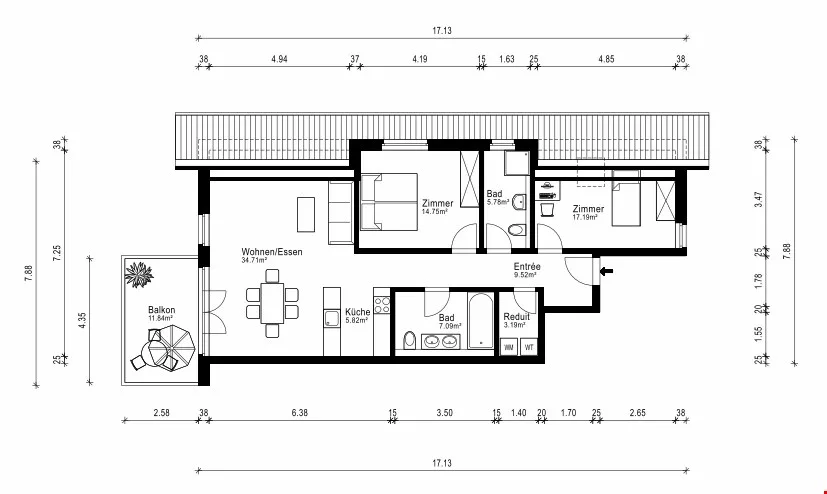 Appartamento 3.5 locali al piano superiore con molto charme