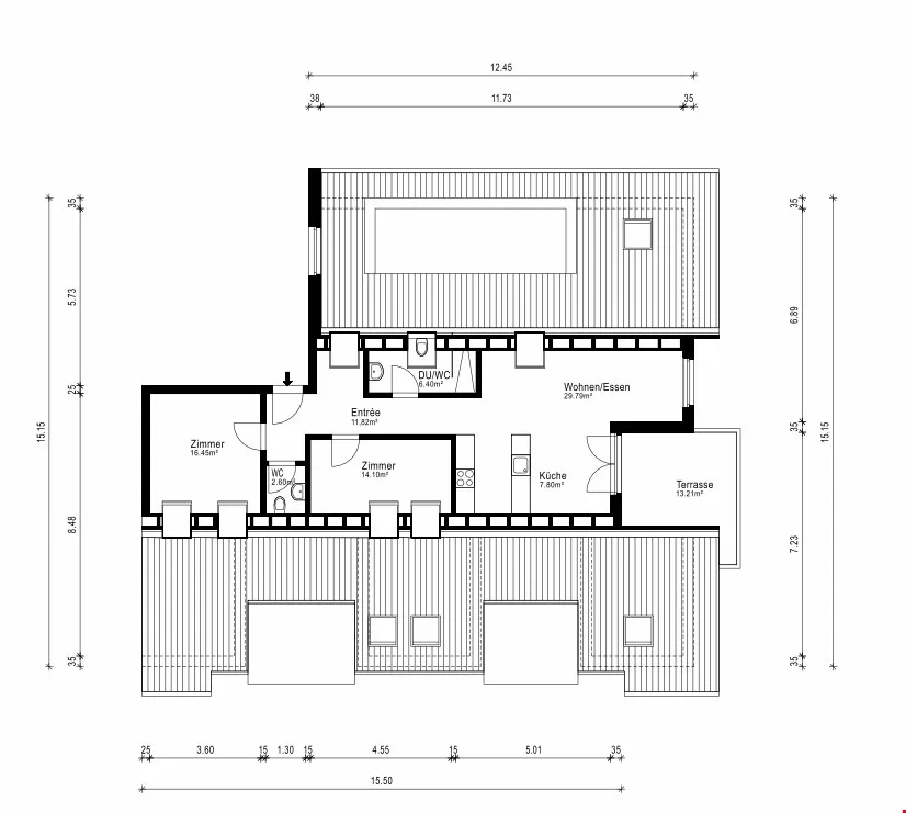 Appartement en attique de 3,5 pièces avec beaucoup de charme