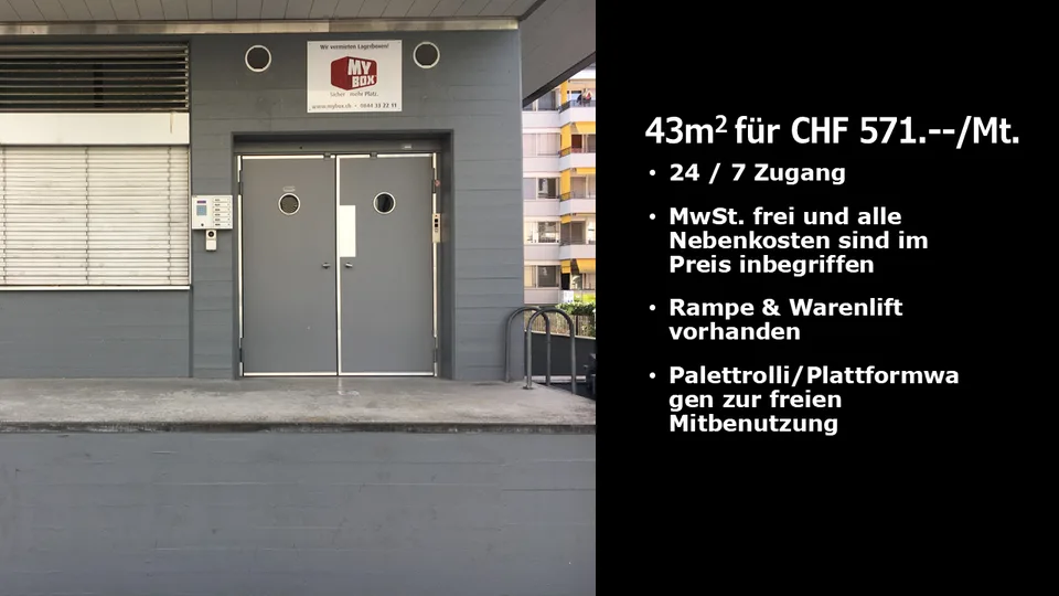 Lagerraum 43m2 zentral gelegen in Zürich Altstetten.