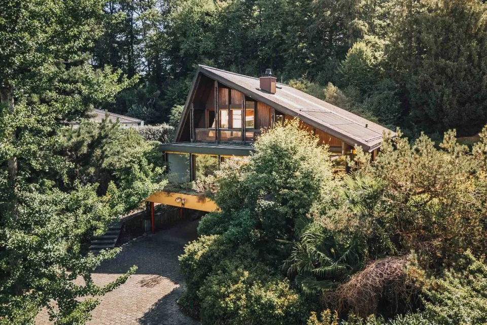 7.5-room living experience with gallery, lift, and pool on the edge of the forest