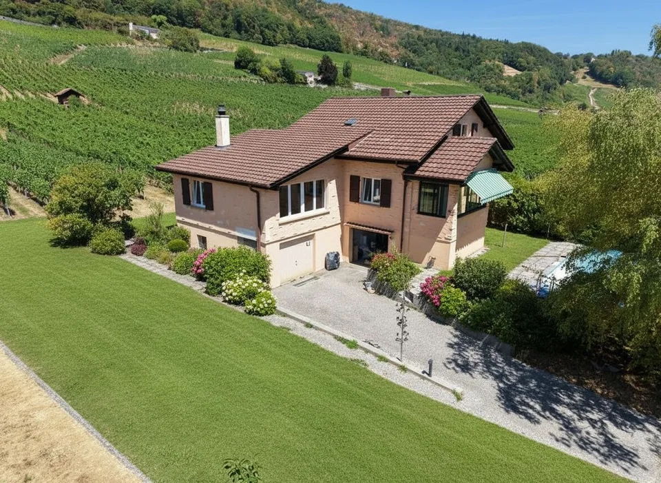 Propriété familiale en bordure de vignes avec permis de construire en force pour