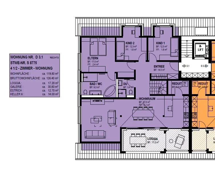 Exklusive 4.5 Zimmer-Galeriewohnung mit grosser Loggia und hochwertigen Ausbau