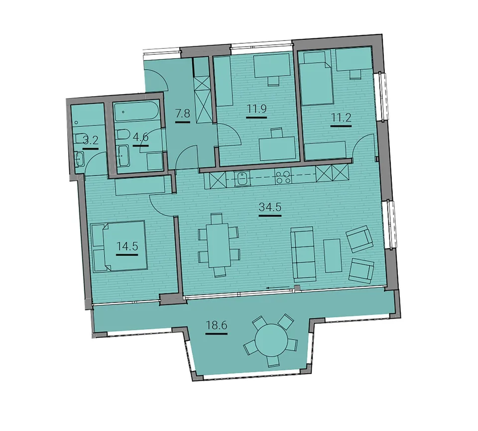 Modern 4.5-room apartment above the roofs of Erstfeld