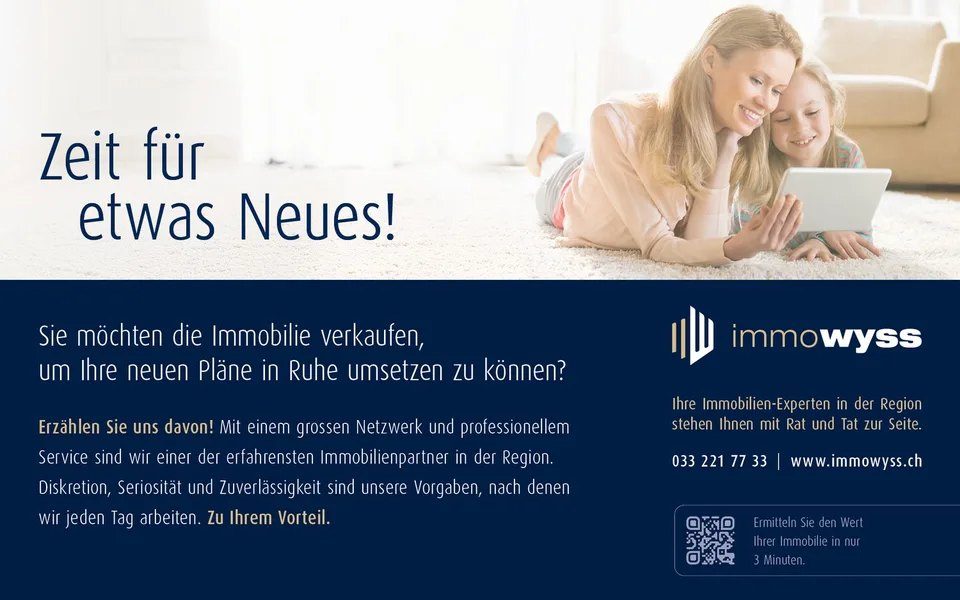 ImmoWyss -  Grosszügige 5,5-Zimmer Gartenwohnung an ruhiger Lage