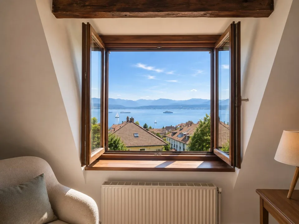 Geräumiges Dachgeschoss mit Seeblick und Mont-Blanc-Blick