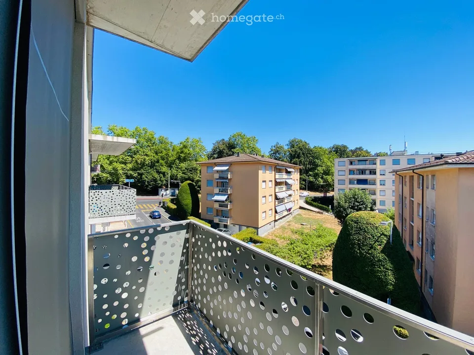 Grande studio moderno arredato con superba terrazza - 3° piano - vista libera su verde e montagne