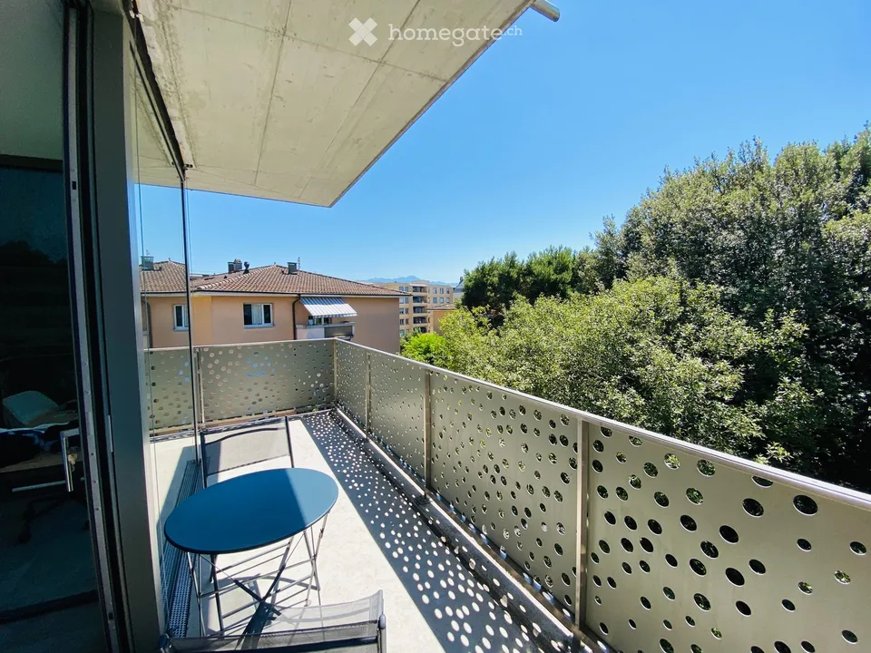 Grande studio moderno arredato con superba terrazza - 3° piano - vista libera su verde e montagne