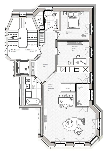 Appartement de ville moderne de 3,5 pièces dans un excellent emplacement à Meilen