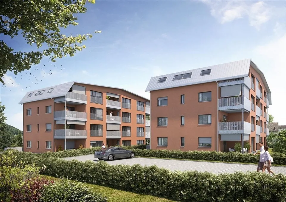 Dein neues Zuhause: Grosse Terrasse mit grünem Ausblick!