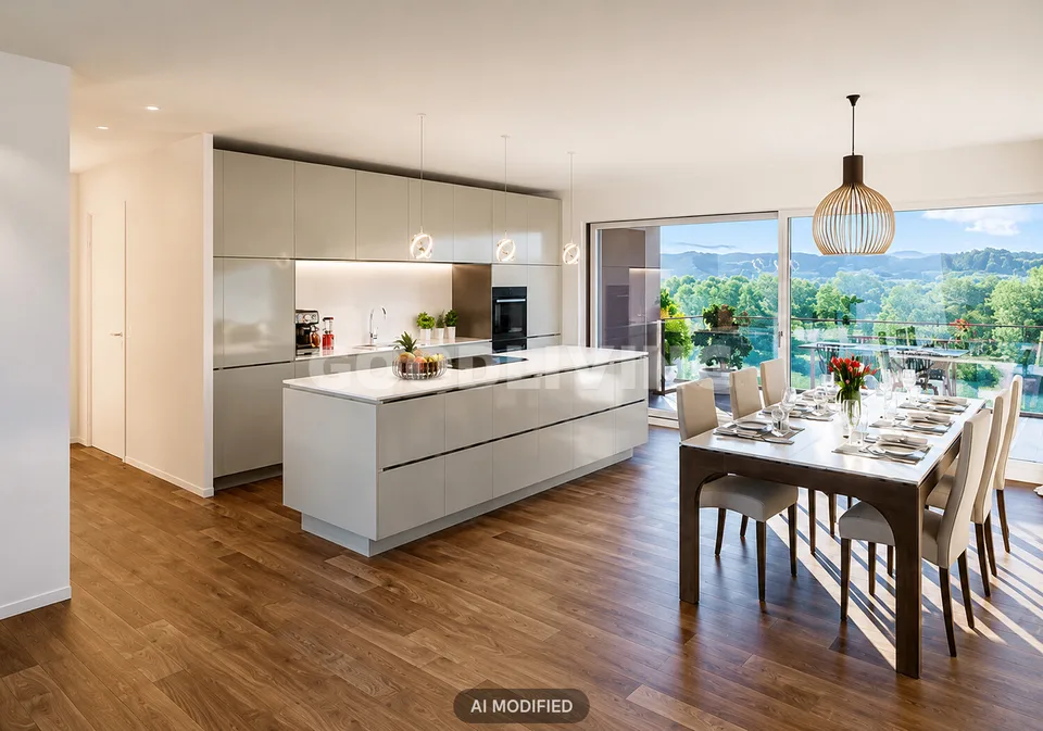 Appartement neuf avec vue sur le lac et deux balcons spacieux à Nottwil