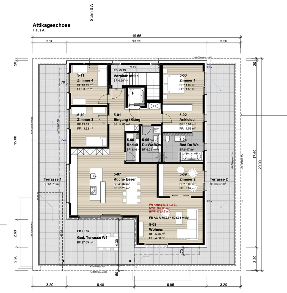 Moderne 5.5-Zimmer-Attikawohnung mit 143m² Terasse in Oberbüren (A5)