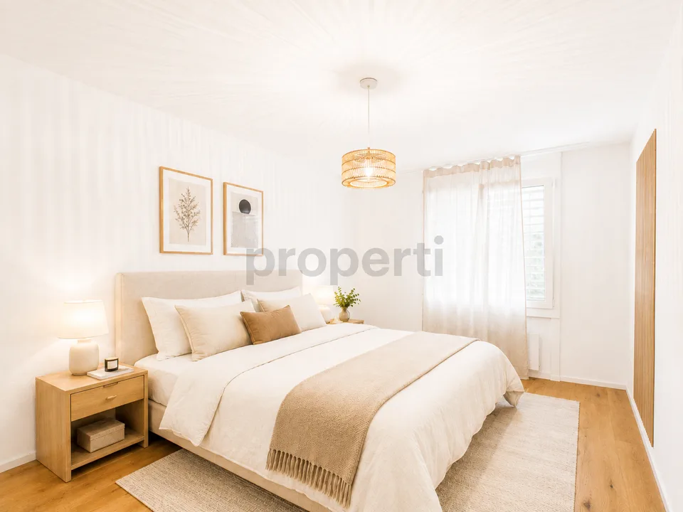 Appartamento ristrutturato di 3,5 locali con area di giardino privata e attrezzature moderne
