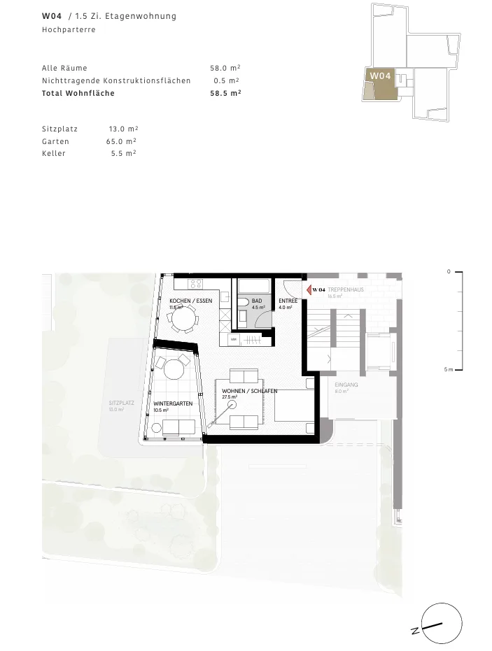 Neubau 1.5-Zimmer-Gartenwohnung Hochparterre