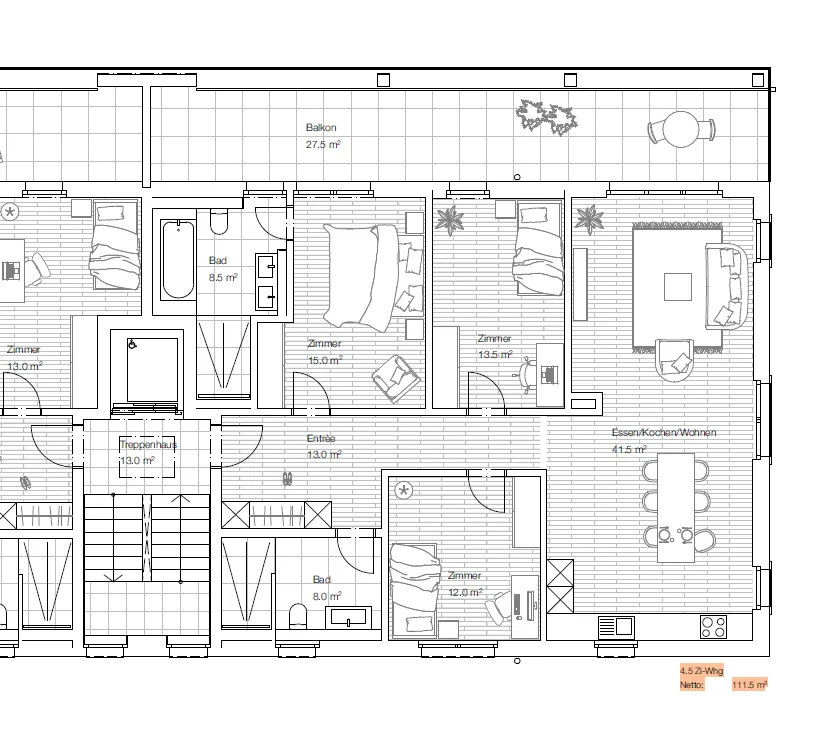 Modern 4.5-room attic apartment with large balcony – living in a prime location