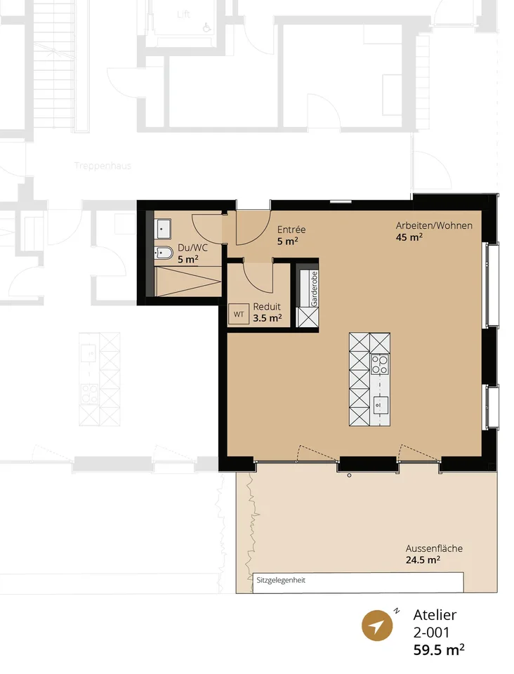 Attractive studio with living option in new building project