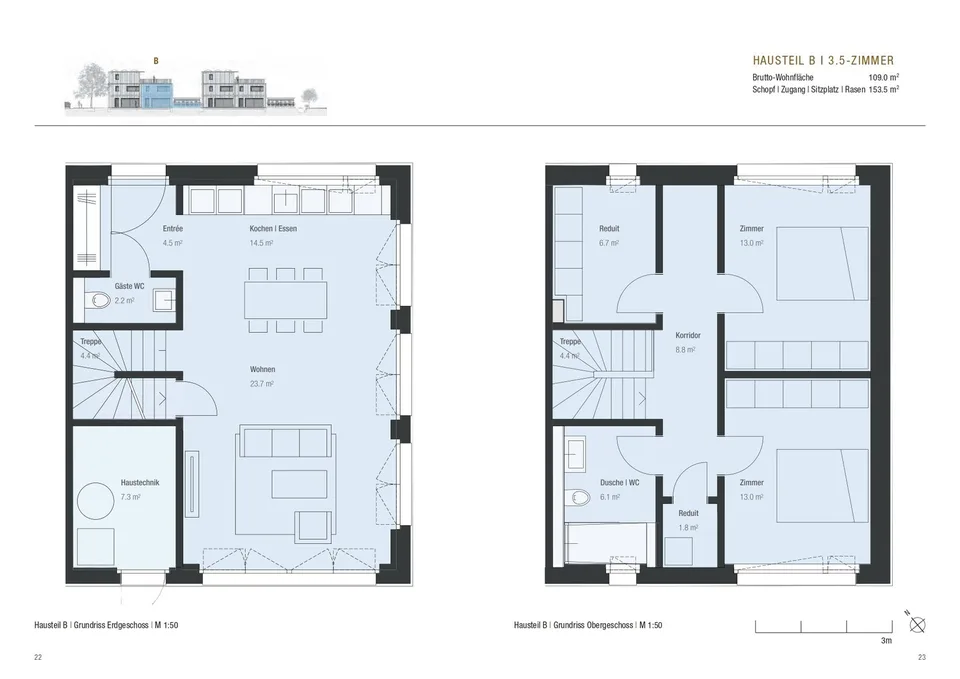 Attraktiver Neubau in Volketswil: 3.5 bis 4.5-Zimmer-Hausteil mit privatem Garten