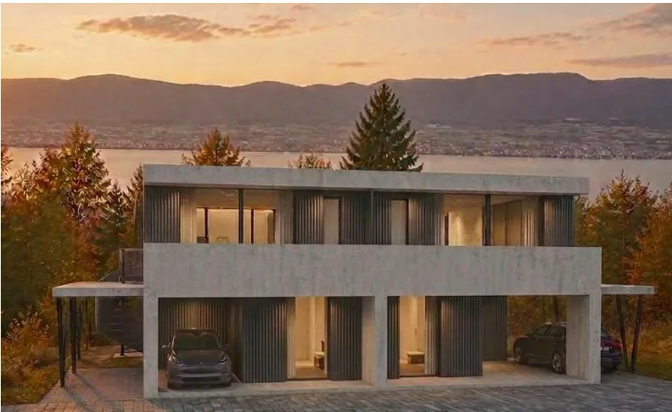 Villa mitoyenne neuve de haut standing – Châbles (FR) Vue sur le lac de Neuchâtel
