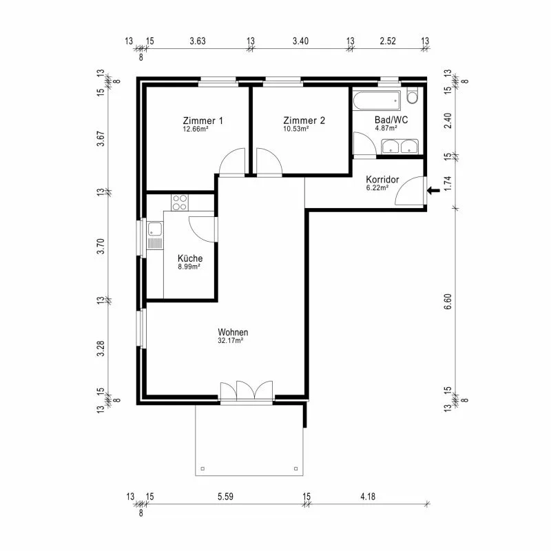 Bright 3.5-room apartment with balcony in Safnern