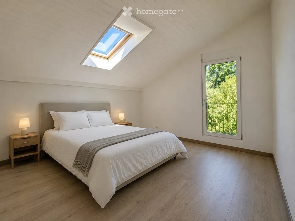 Dachgeschoss 4.5 Zimmer, Panoramablick auf See und Alpen, Terrasse