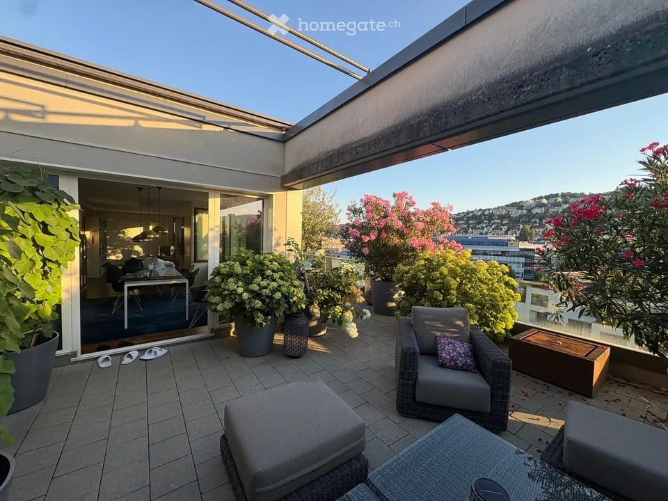 Beautiful 3.5 attic apartment on Pfingstweidstrasse 104D, quiet, roof terrace, sunny, private