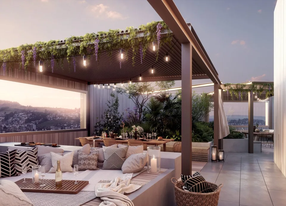 Tour Pilatus Kriens : appartement 2.5 pièces au 31e étage avec vue sur le lac des Quatre-Cantons