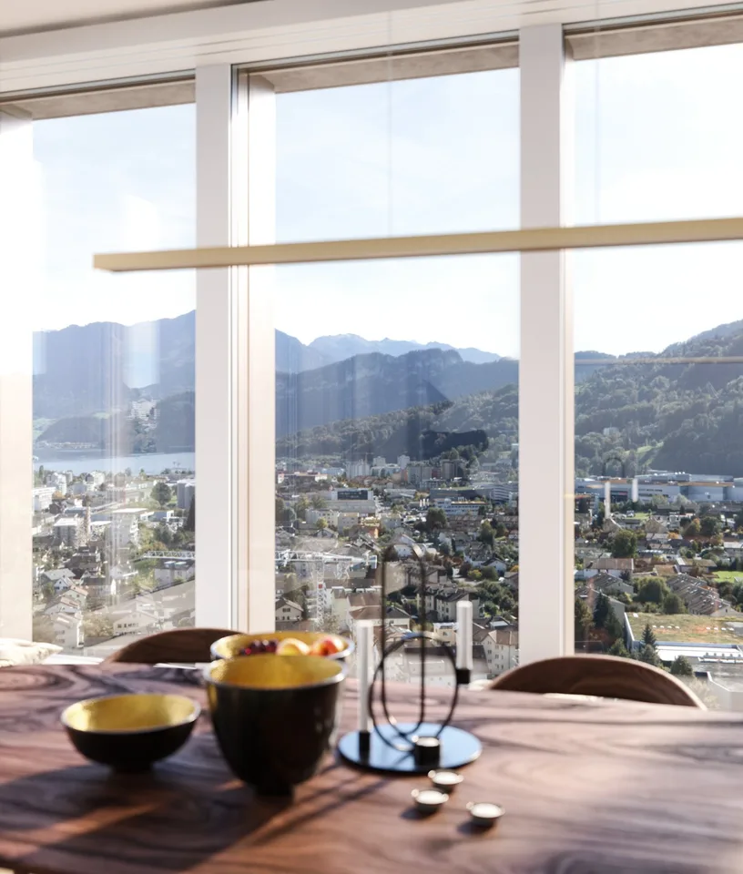 Tour Pilatus Kriens : appartement 2.5 pièces au 31e étage avec vue sur le lac des Quatre-Cantons