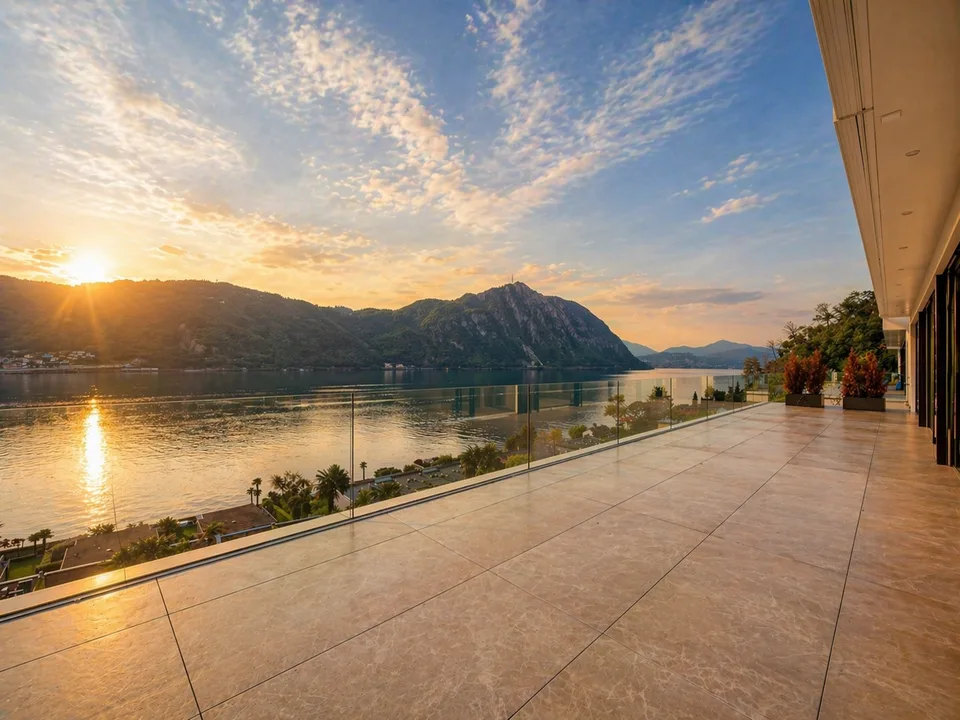 Ampio attico con magnifica terrazza vista lago a Bissone