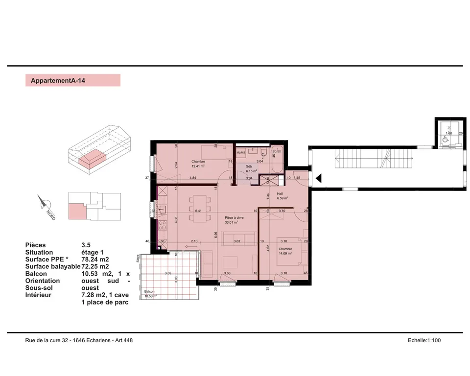 Echarlens - Magnifique appartement de 3.5 pièces neuf à louer