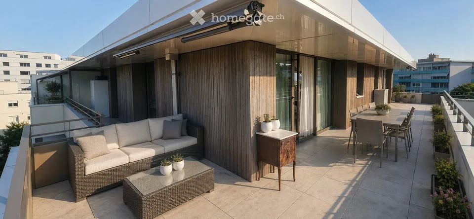 RARE - Attique neuf 5 pièces, Terrasse 70m2, parking voiture et moto - Châtelaine, 1219