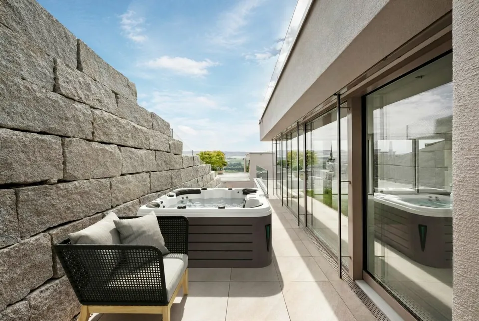 2-Etagen Terrassenhaus mit 2 Terrassen und 1 Sitzplatz