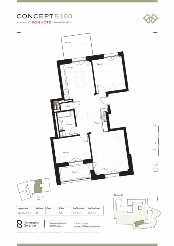 Entdecken Sie das Projekt Concept B.180 - Neuwertiges 3.5-Zimmer-Apartment mit Loggia und Terrasse