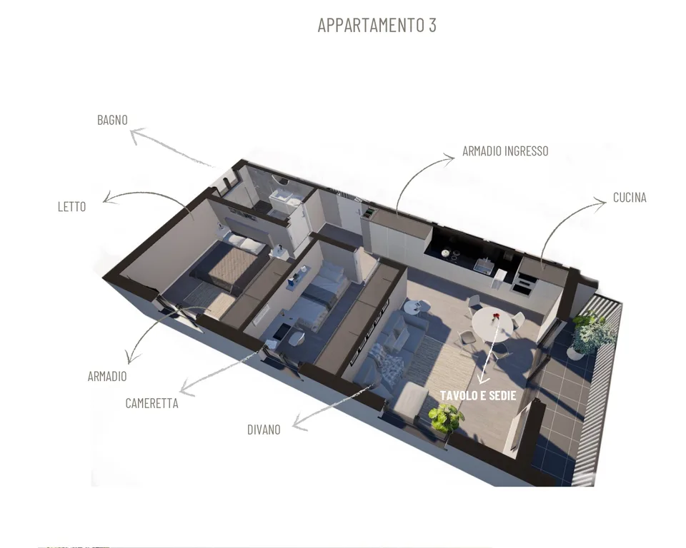 Wohnung 3.5 Zimmer mit Terrasse in neuer Bauweise N3