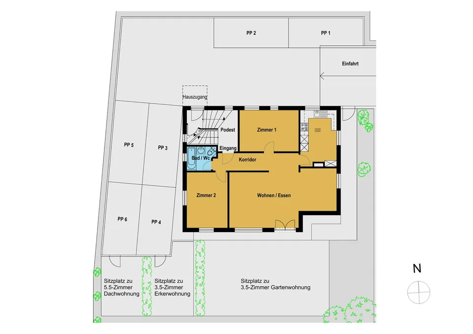 Sonnige 3,5 Zimmer- Garten Wohnung, wohnen wie im Einfamlilienhaus