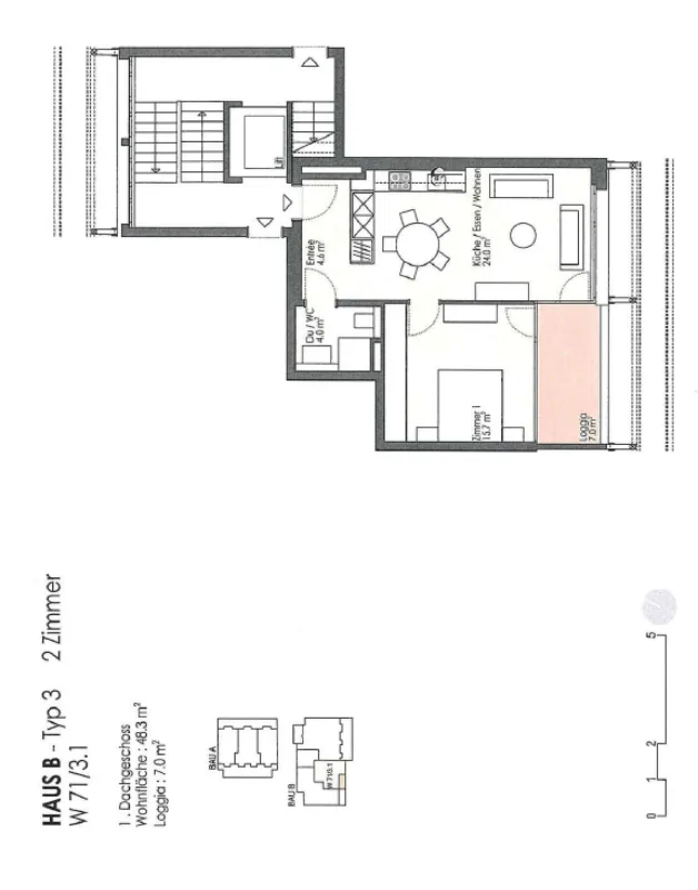 Appartement moderne 2 pièces avec loggia et place de parking à Pratteln