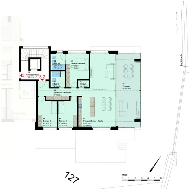 Projet de construction neuve : appartement en attique de 4,5 pièces à Untereggen